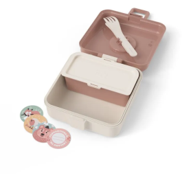 Monbento Boîte à Sandwich Enfant Snacky Fox - 850 ml - Inclus : couverts (cuillère/fourchette), caissette amovible, vignettes personnalisables - Sans BPA