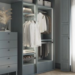 Emuca Lot de 2 rails ronds pour armoires D.28mm longueur 1.15m avec supports, Aluminium et Zamak, Titane