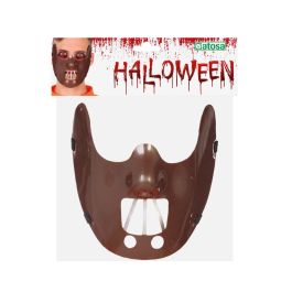Masque Marron Cannibale avec Barreaux en PVC pour Halloween - Masque Effrayant Adulte pour Déguisement Serial Killer ou Asile