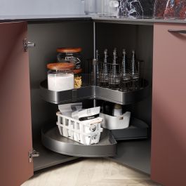 Emuca Jeux de plateaux tournants Harmony 3/4, Module largeur 800mm, Hauteur réglable, Acier et Bois, Gris anthracite