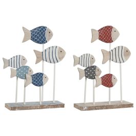 Figurine Décorative Home ESPRIT Bleu Blanc Rouge Poissons 17 x 6 x 25 cm (2 Unités)
