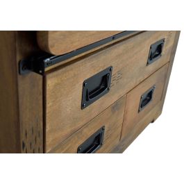 GINER Y COLOMER - Armoire Buffet Style Industriel en Bois de Manguier avec Détails Métal - Porte Coulissante, 3 Tiroirs - Dimensions 150x90x45 cm