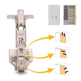 Emuca Lot de 10 charnières Super coudées X91 ouverture à 165 degrés avec fermeture amortie et embases Euro, hauteur 0, acier, nickelé