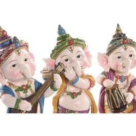 Figurine Décorative Home ESPRIT Multicouleur Musicien Indien 9 x 9 x 20 cm (3 Unités)