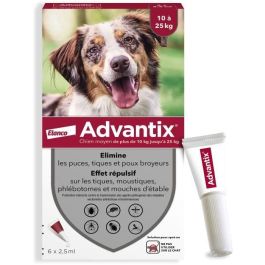 Advantix Pipetas antiparasitarias 6 - Para perros medianos de 10 a 25 kg