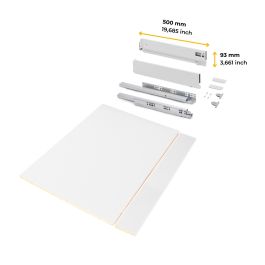 Emuca Kit de tiroirs pour cuisine ou salle de bains Vertex avec réglages 3D, hauteur 93mm, avec panneaux inclus, module 900mm, Peint en blanc