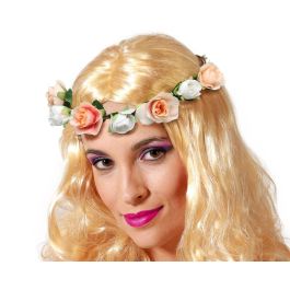 Tocado pour femme avec fleurs en tons pêche et blanc - Accessoire pour costumes de nymphe, fêtes vintage et événements en plein air Precio: 10.59. SKU: B19HLA99L8