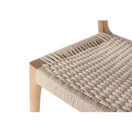 GINER Y COLOMER - Lot de 2 chaises en bois de caoutchouc teinté naturel avec dossier haut et assise en corde artisanale crue - Design élégant et fonctionnel