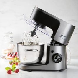 Domo Robot Pâtissier Multifonction avec Batteur, Crochet Pétrisseur, Blender et Sorbetière - 1200W - 4,5L - 8 Vitesses + Pulse - Gris Noir