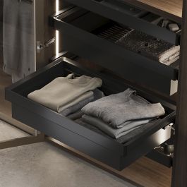 Emuca Kit panier métallique et rack ajustable Quartz pour armoires, glissières extension totale et à fermeture douce, Module 80cm, Finition Titane