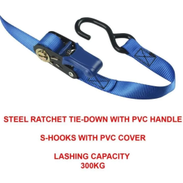 Master Lock 4367EURDAT Kit de 4 sangles d'arrimage avec crochets et cliquet, 5m x 25mm, Bleu