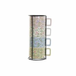 Ensemble de tasses à café DKD Home Decor Bleu Vert Rose Métal Dolomite 260 ml