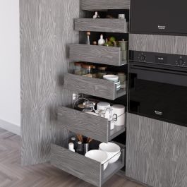 Emuca Tiroir Extérieur Vertex 40kg côtés en verre 131mm de haut, 450mm de profondeur, Acier & Aluminium et Verre, Gris Anthracite