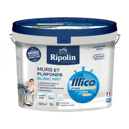 Ripolin Illico Peinture pour Murs et Plafonds, Blanc Mat, Ultra-Couvrante et à Séchage Rapide (20 min), Fabrication Française, 10 L Precio: 85.404. SKU: B1EHKEGB6C