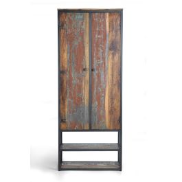 GINER Y COLOMER - Buffet vitrine en bois recyclé et métal, 2 portes, intérieur avec étagères, 202 x 80 x 40 cm, multicolore Precio: 1367.988. SKU: B16CZZ9AY3