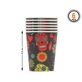 Vasos en carton Calaveras Mexicanas 6 unites, 9.5 cm, multicolore, decoration Dia de los Muertos pour fete Precio: 9.8900004. SKU: B1A9M9SYBR