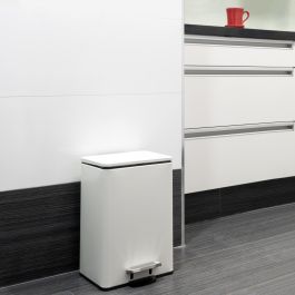 Emuca Bac de tri sélectif a compartiments Recycle, ouverture du couvercle par pédale, 1x12litres, Aluminium, Peint en blanc