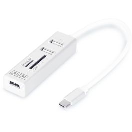 DIGITUS USB-C-Hub 3-Port 2.0->3xA2.0 1xReader in.Kabel weiß