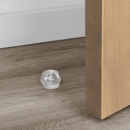 Lot de 6 butées de porte cylindriques adhésives, fixation au sol, Plastique, Transparent