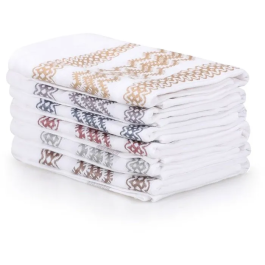 Ensemble de 6 serviettes de toilette en coton - 40 x 60 cm - Multicolore (Blanc, Marron, Jaune, Bleu, Violet, Gris)