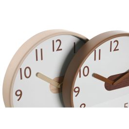 Horloge Murale Home ESPRIT Marron Naturel PVC Bois 30 x 4,7 x 30 cm (2 Unités)