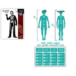 Déguisement squelette pour enfant garçon 3-4 ans, ensemble avec capuche, salopette et gants en polyester noir pour Halloween