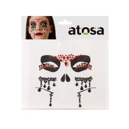 Stickers de Bijoux Faciaux Gothiques Adhésifs Rouges et Noirs avec Détail de Larme - Maquillage Effet Dramatique pour Halloween