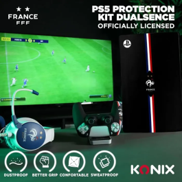 Konix - Coque de protection silicone pour manette PS5 DualSense - Texturée anti-dérapante, lavable, noire