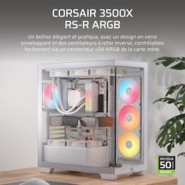 Boitier PC - CORSAIR - 3500X RSR ARGB Tempered Glass Mid-Tower - 3 ventilateurs ARGB a rotor inversé - Blanc