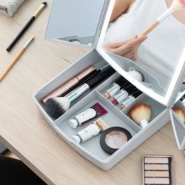 Miroir LED Pliable avec Organisateur de Maquillage 3-en-1 Panomir InnovaGoods