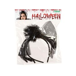 Diadème Halloween Femme Adulte Araignée à Pattes Longues Noir avec Tulle et Noeud - Accessoire Déguisement Sorcière, Vampiresa, Reine Sombre