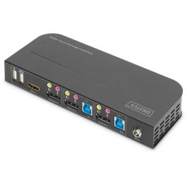 Digitus DS-12850 KVM-Switch 2 Ports, 4K@60Hz, 2x DP Entrée, 1x DP/HDMI Sortie, Commutateur KVM 4K Ultra HD