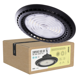 BX3 LIGHT Campana High Bay LED 100W IP65 6000K pour plafonds de grande hauteur - Remplace halogénures métalliques ou sodium - 120° angle, réglage 0-10V [BX3-HVUFO100W-H-CW] Precio: 44.028. SKU: B12V28ZJDZ