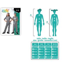 Déguisement Prisonnier pour Enfant - Costume Camisote et Pantalon avec Bonnet - Taille 3-4 Ans - Idéal Carnaval