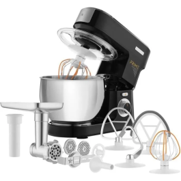 Sencor STM 3741BK - Robot pâtissier puissant 1000 W avec bol inox 4.5 L, 6 vitesses, fonction Pulse et 4 accessoires pour pétrir et fouetter