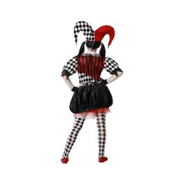Déguisement Arlequina Fille - Robe et Chapeau avec Motifs à Carreaux et Rayures Rouge et Noir - Taille 3-4 Ans pour Carnaval, Halloween ou Fête