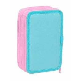 Pochette à crayons triple Stitch Bleu 12,5 x 19,5 x 5,5 cm 37 Pièces