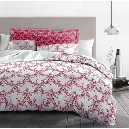 Parure de couette HOME LINGE PASSION Blanc Bordeaux 220 x 240 cm 3 Pièces