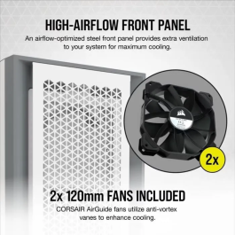 Corsair 5000D Airflow Boîtier PC ATX Mi-Tour, Verre Trempé, Blanc CC-9011211-WW