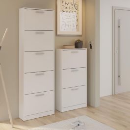 Mac MSA312120 Meuble à chaussures blanc mat 3 portes abattantes L 58,2 x P 20,4 x H 115,5 cm