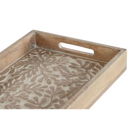 Jeux de plateaux Home ESPRIT Blanc Naturel Bois de manguier Bois MDF 44 x 29 x 5 cm (2 Unités)