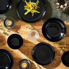 Plato Llano Vidrio Pampille Negro Luminarc 25 cm