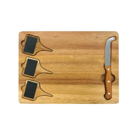 Fackelmann - Plateau à fromage en bois avec 3 ardoises et couteau - 32 x 23 cm - Pour présentation apéritif et charcuterie Precio: 43.164. SKU: B1DBCEGAVV