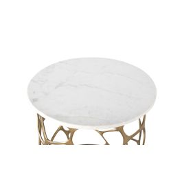 GINER Y COLOMER - Table basse ronde en marbre blanc et aluminium doré, base en métal tissé, fabriquée à la main