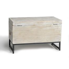 GINER Y COLOMER Buffet en bois de manguier et métal, sculpté à la main, finition blanc vieilli