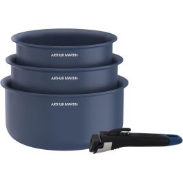 Set de 3 casseroles - Tous feux dont induction - ARTHUR MARTIN - AM0320 - Céramique - Ø 16-18-20 cm + poignée amovible - Bleu Precio: 48.5000004. SKU: B173A8Q5LN