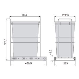 Emuca Poubelle de recyclage Recycle pour cuisine, 35 L, fixation par le bas et extraction manuelle, Plastique gris antracite