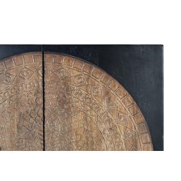 GINER Y COLOMER - Armoire 2 portes en bois de manguier et métal - Couleur noyer foncé - 143x100x40 cm (LxHxP) - Espace de rangement généreux