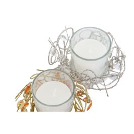Bougie DKD Home Decor Doré Argenté Noël 10.5 x 10.5 x 7 cm 10,5 x 10,5 x 7 cm (4 Unités)