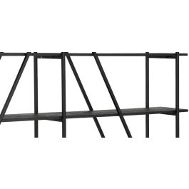 GINER Y COLOMER - Bibliothèque / Étagère industrielle moderne en fer et MDF noir - 5 étagères - Dimensions: 220 cm de largeur, 52 cm de hauteur totale